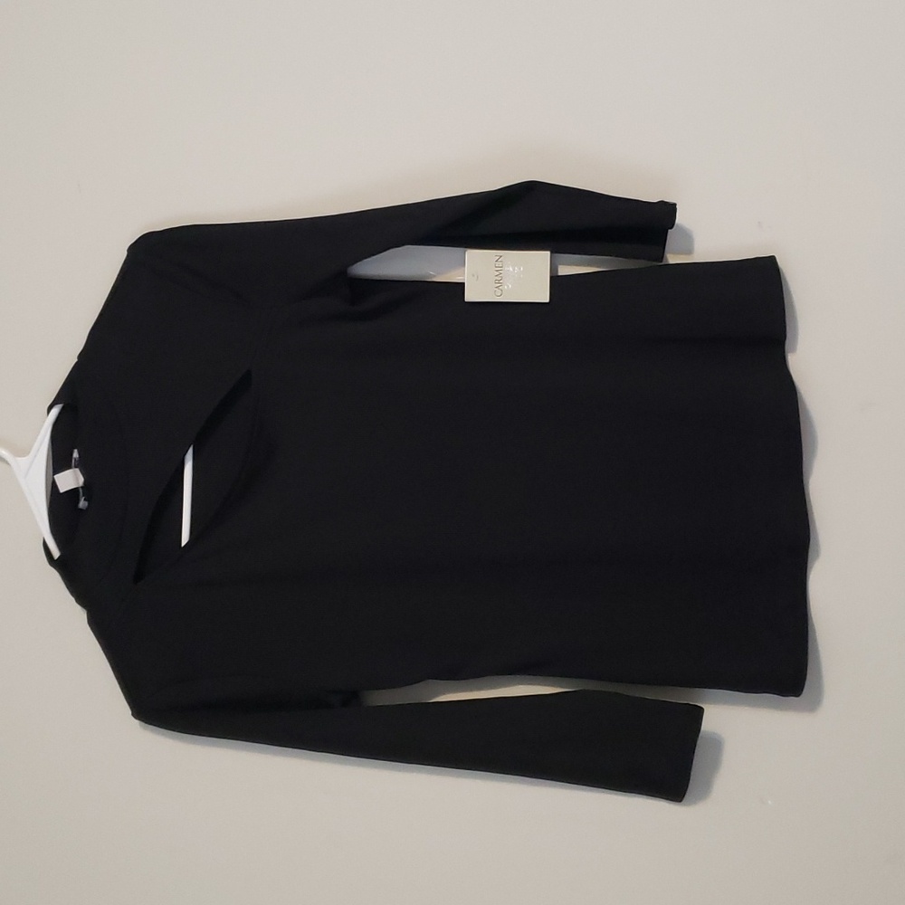 Carmen Marc Valvo black long sleeve shirt - Picture 16 of 16